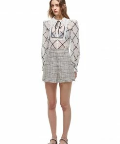 Self-portrait Embellished Check Shorts