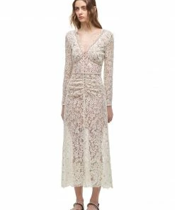 Self-portrait Cream Embellished Cord Lace Midi Dress