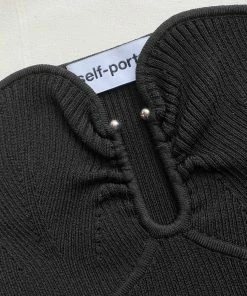 Self-portrait Black Lace Knit Midi Dress