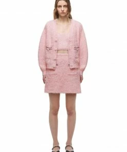 Self-portrait Pink Fluffy Knit Cardigan READY TO WEAR