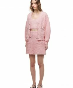 Self-portrait Pink Fluffy Knit Cardigan READY TO WEAR