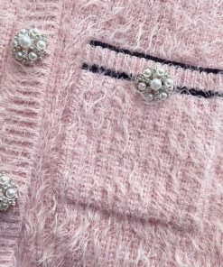 Self-portrait Pink Fluffy Knit Cardigan READY TO WEAR