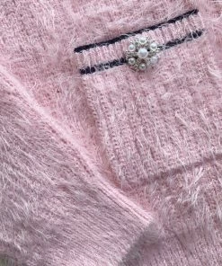 Self-portrait Pink Fluffy Knit Cardigan READY TO WEAR