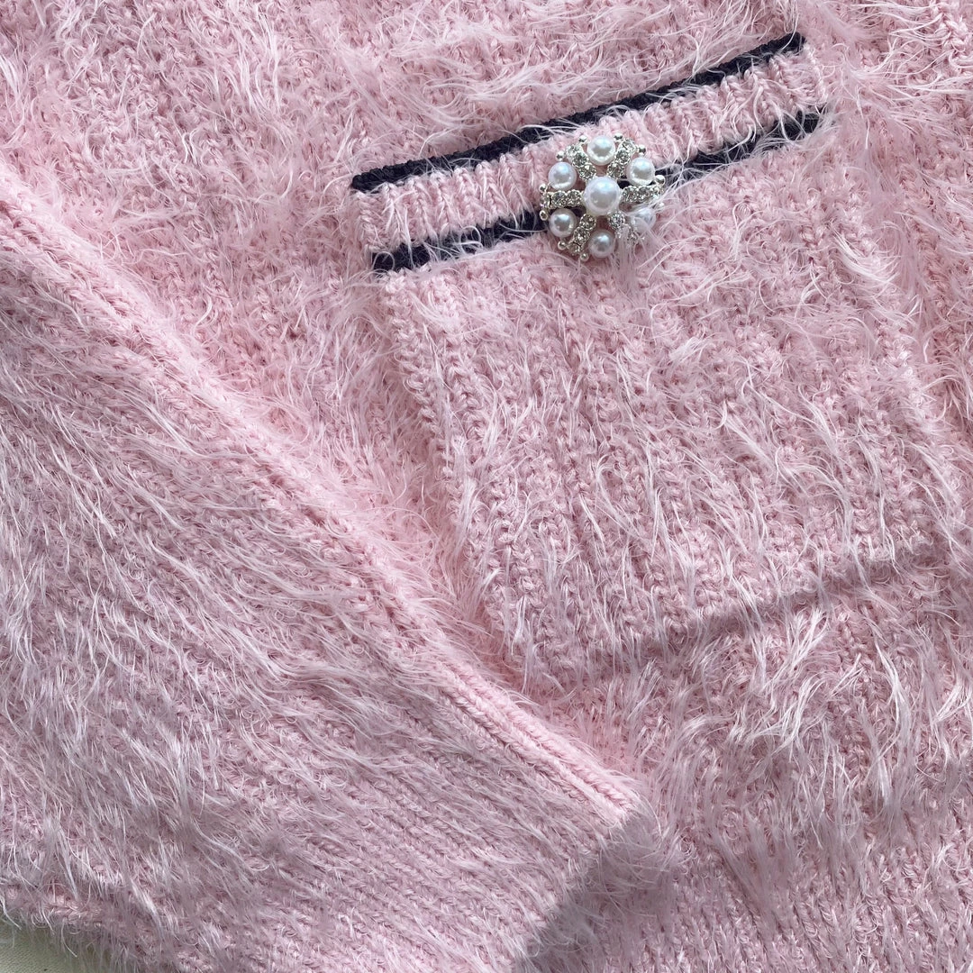 Self-portrait Pink Fluffy Knit Cardigan READY TO WEAR