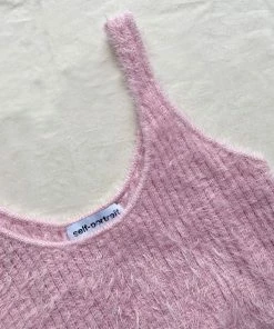 Self-portrait Pink Fluffy Cropped Top READY TO WEAR