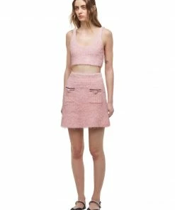 Self-portrait Pink Fluffy Knit Skirt READY TO WEAR