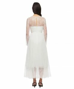 Self-portrait READY TO WEAR Chiffon Lace Trim Midi Dress