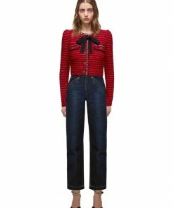 Self-portrait Red Melange Cropped Cardigan READY TO WEAR
