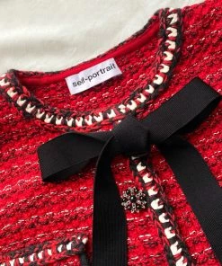 Self-portrait Red Melange Cropped Cardigan READY TO WEAR