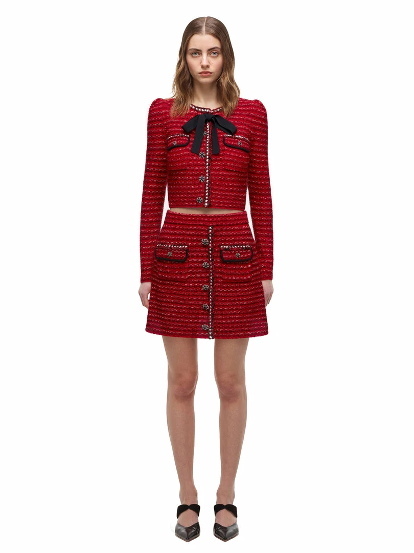 Self-portrait Red Melange Flared Skirt