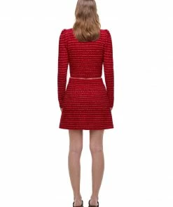 Self-portrait Red Melange Flared Skirt