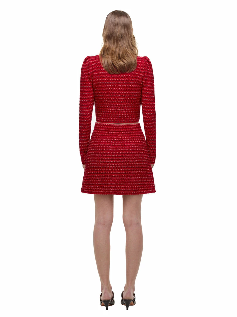 Self-portrait Red Melange Flared Skirt