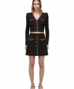 Self-portrait Black Melange Flared Skirt