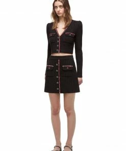 Self-portrait Black Melange Flared Skirt