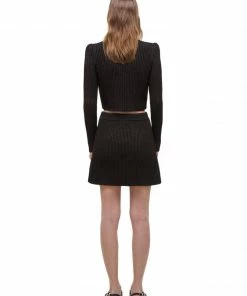 Self-portrait Black Melange Flared Skirt