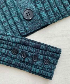 Self-portrait READY TO WEAR Green And Black Ribbed Knit Top