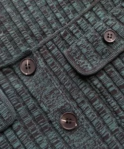 Self-portrait READY TO WEAR Green And Black Ribbed Knit Top