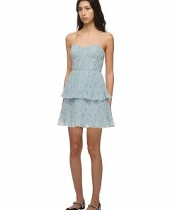 Self-portrait Metallic Floral Tiered Mini Dress Dresses