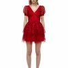 Self-portrait Red Grid Sequin Mini Dress READY TO WEAR