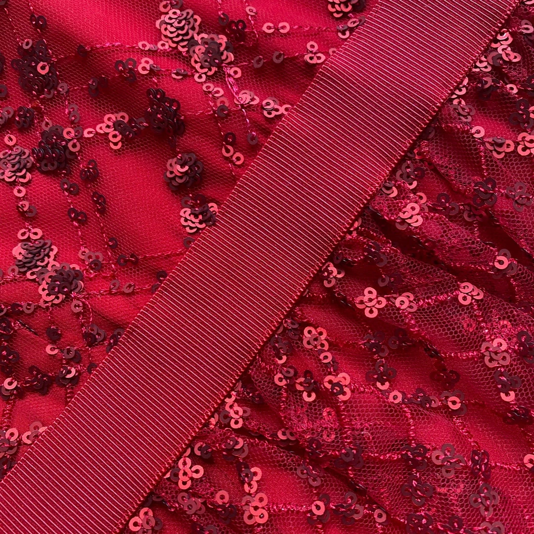 Self-portrait Red Grid Sequin Mini Dress READY TO WEAR