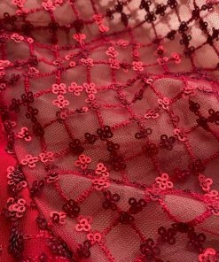 Self-portrait Red Grid Sequin Mini Dress READY TO WEAR