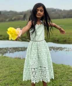 Self-portrait KIDS Mint Azaelea Bow Detail Midi Dress