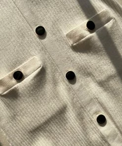 Self-portrait READY TO WEAR Ivory Inserted Lace Ribbed Knit Buttoned Dress