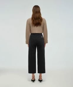 Self-portrait READY TO WEAR 23'' Black High Waisted Straight Leg Jean