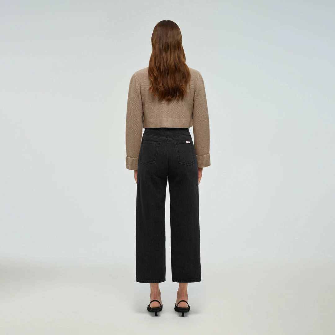 Self-portrait READY TO WEAR 23'' Black High Waisted Straight Leg Jean