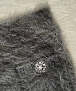 Self-portrait Grey Fluffy Knit Skirt