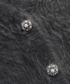 Self-portrait Grey Fluffy Knit Cardigan