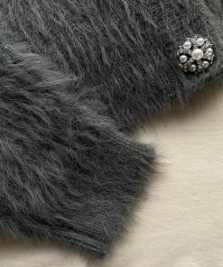 Self-portrait Grey Fluffy Knit Cardigan