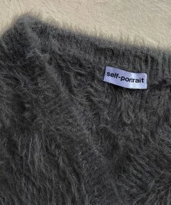 Self-portrait Grey Fluffy Knit Cardigan
