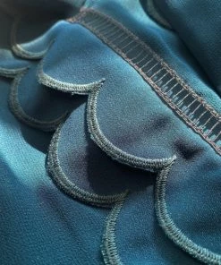 Self-portrait Teal Chiffon Scallop Midi Dress READY TO WEAR