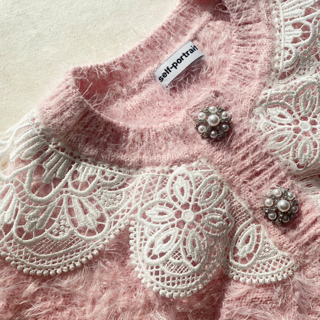 Self-portrait KIDS Fluffy Cable Knit Cardigan