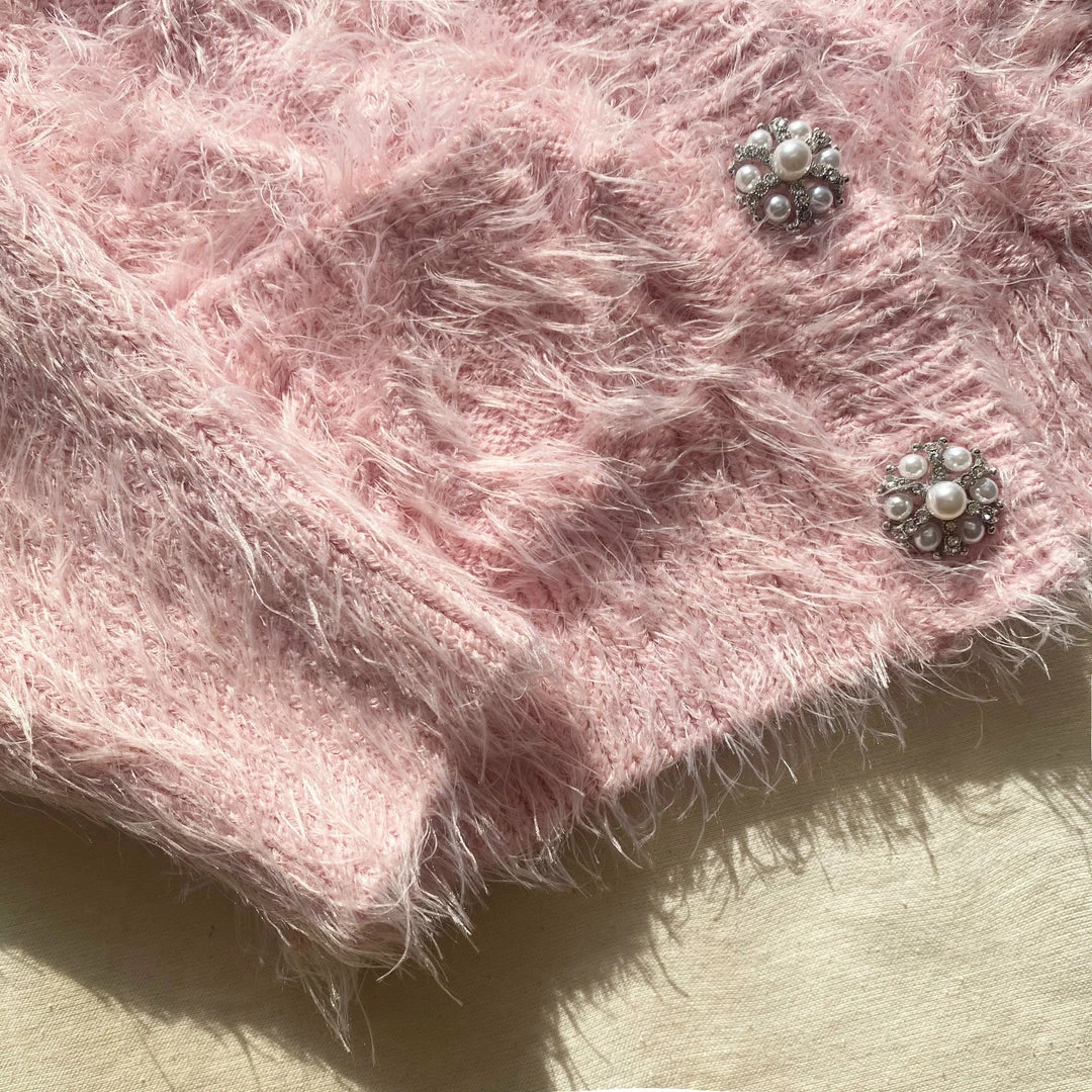 Self-portrait KIDS Fluffy Cable Knit Cardigan