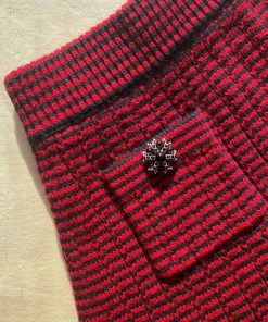 Self-portrait Red And Navy Knit Skirt