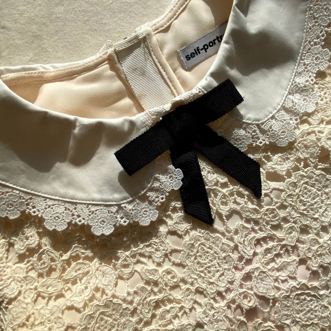 Self-portrait Ivory Guipure Lace Top KIDS