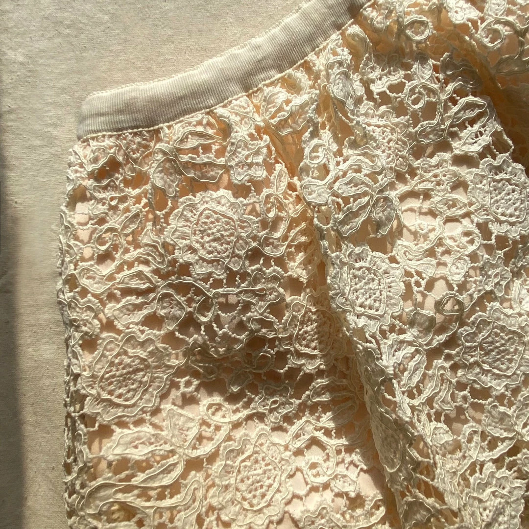 Self-portrait KIDS Ivory Guipure Lace Tiered Skirt