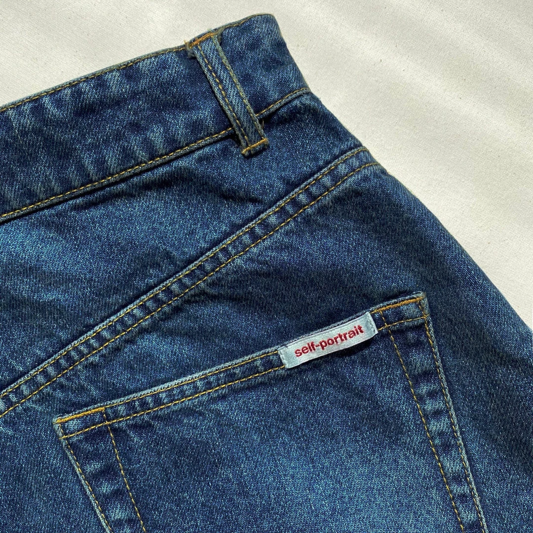 Self-portrait 26'' Blue High Waisted Straight Leg Jean READY TO WEAR