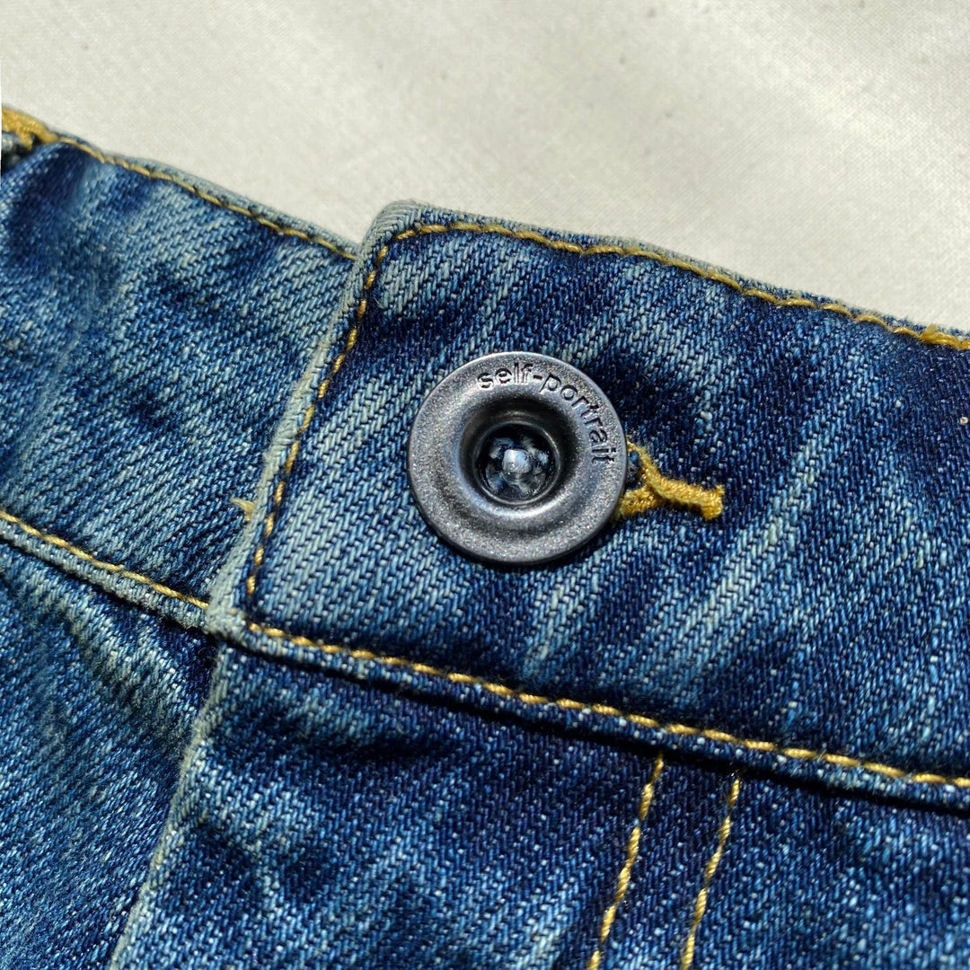 Self-portrait 26'' Blue High Waisted Straight Leg Jean READY TO WEAR