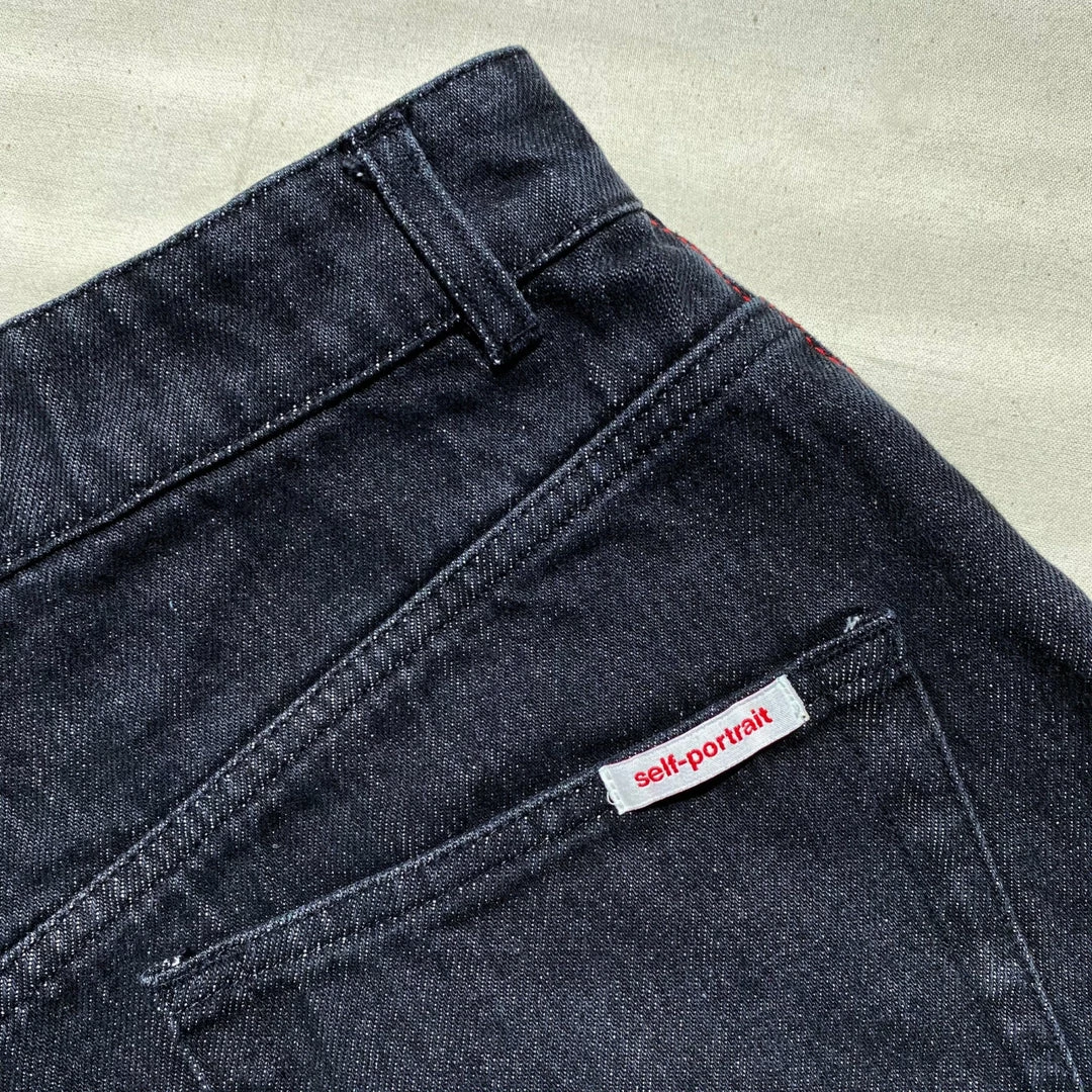 Self-portrait READY TO WEAR Black Denim Straight Leg Jeans 25"