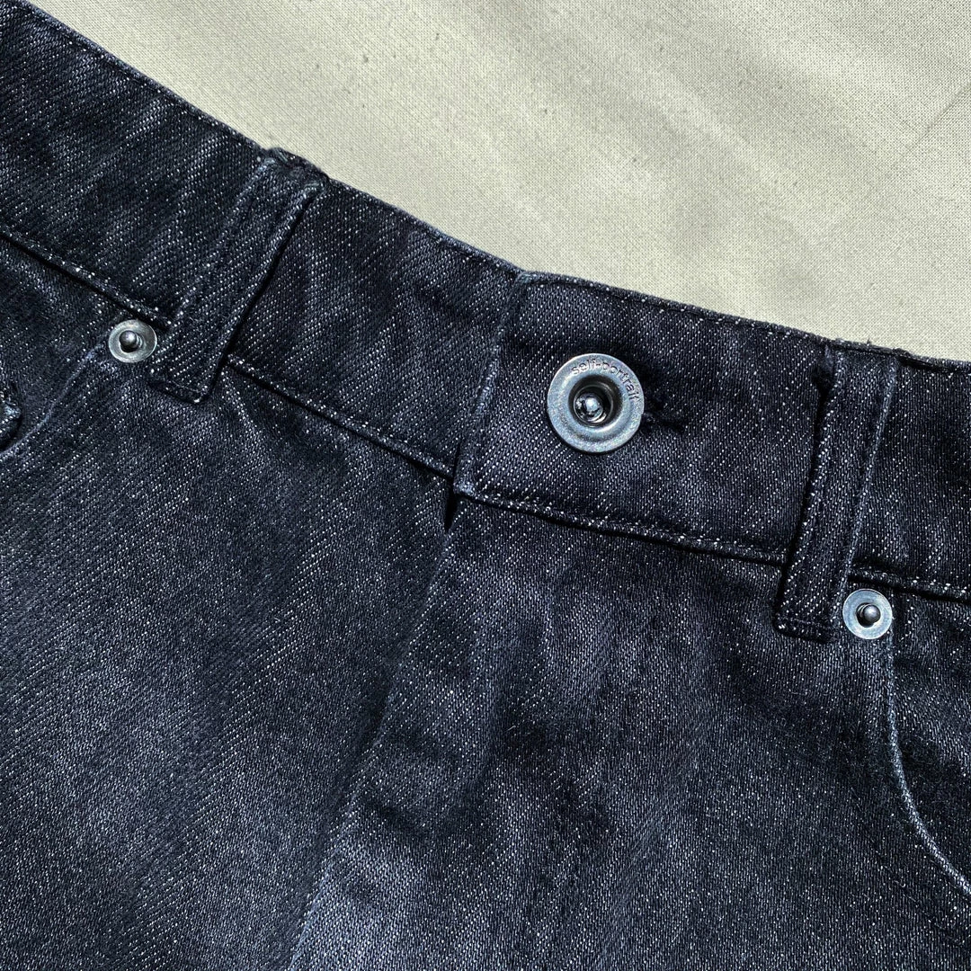 Self-portrait READY TO WEAR 23'' Black High Waisted Straight Leg Jean