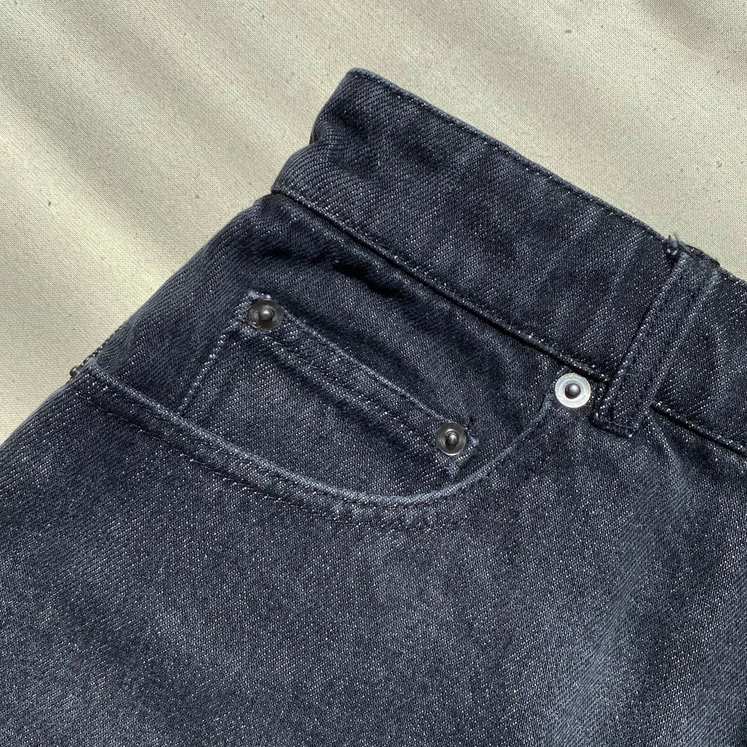 Self-portrait READY TO WEAR 23'' Black High Waisted Straight Leg Jean