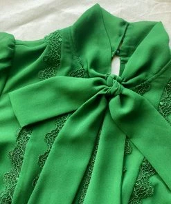 Self-portrait Green Chiffon Trimmed Dress READY TO WEAR