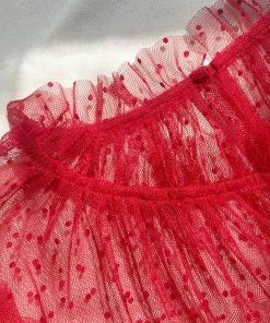 Self-portrait Red Dot Mesh Taffeta Mini Dress