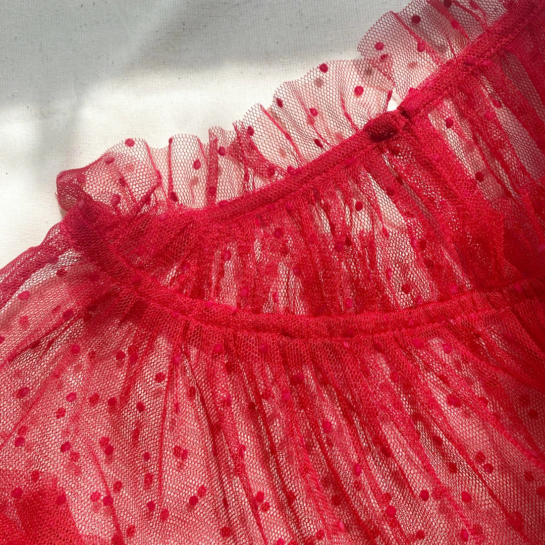 Self-portrait Red Dot Mesh Taffeta Mini Dress