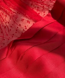 Self-portrait Red Dot Mesh Taffeta Mini Dress