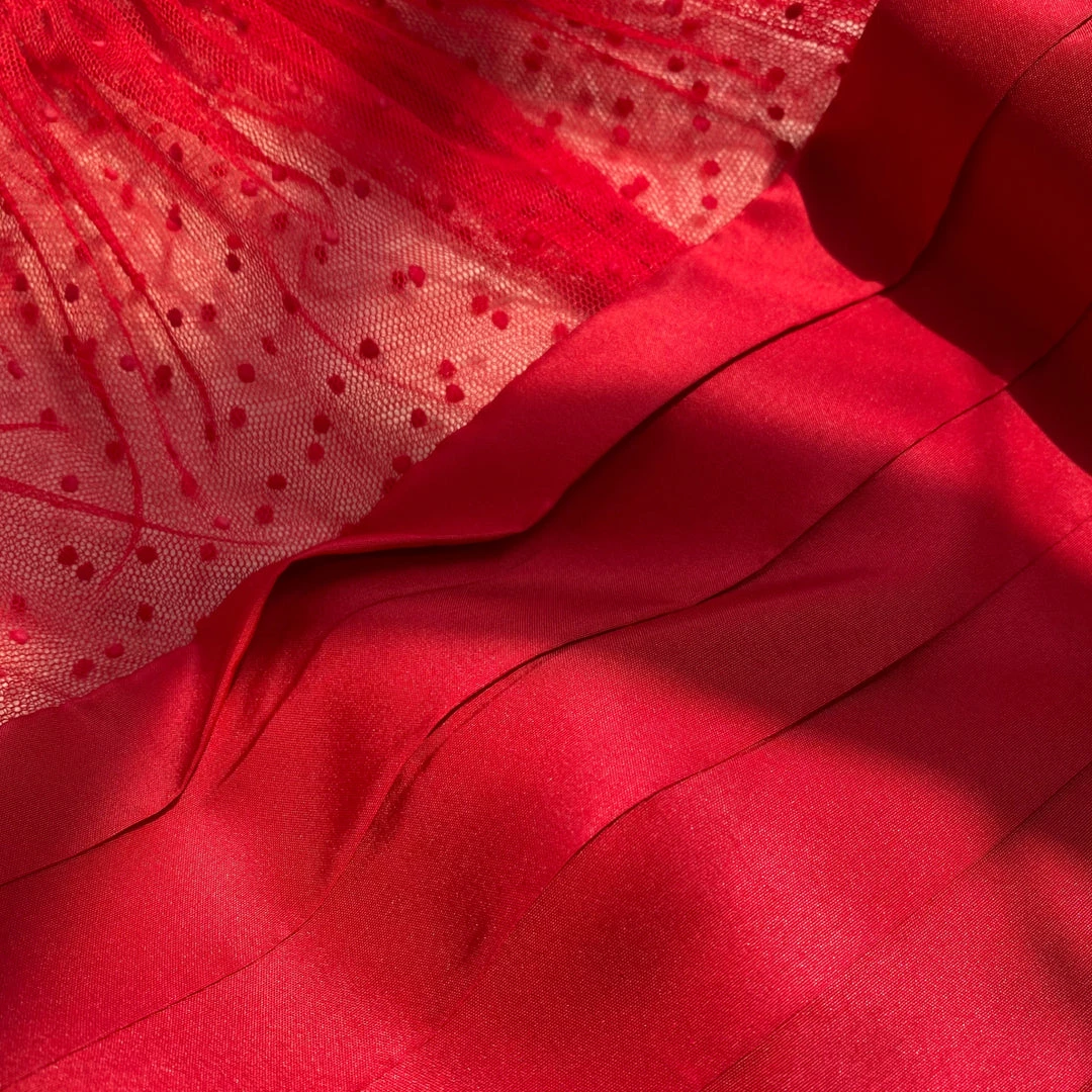 Self-portrait Red Dot Mesh Taffeta Mini Dress