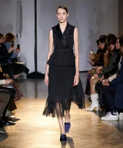 Self-portrait READY TO WEAR Tailored Crepe And Chiffon Midi Dress